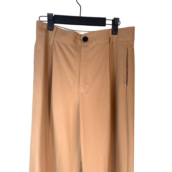 ZARA Small Beige Wide-Leg Pants - Picture 6 of 14